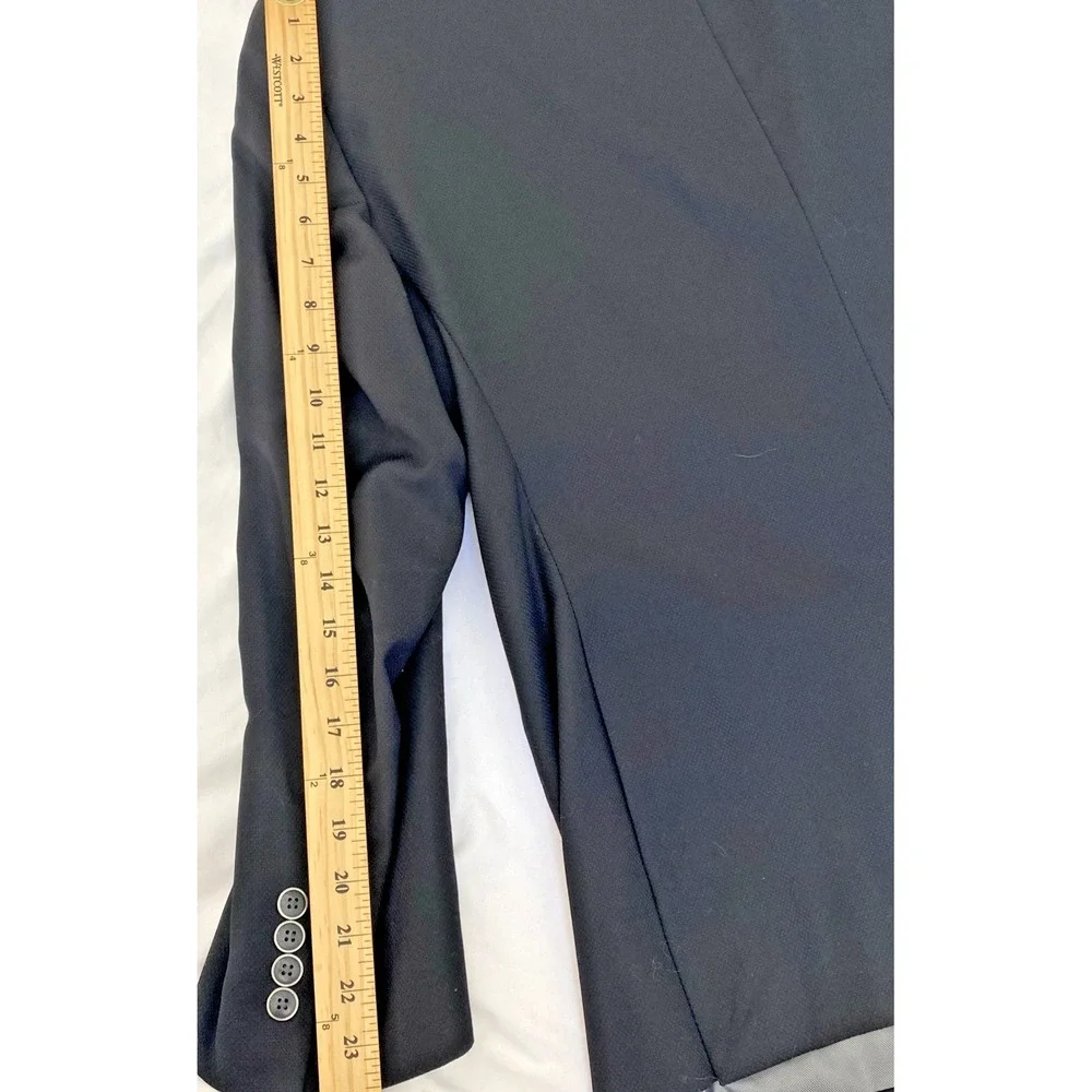 Pronto Uomo Wool Blazer Mens 44R Black Double Vented Office Formal Wear Wedding